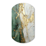 Gold And Green Paint Fusion - Asymmetric Metal Wall Art