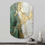 Gold And Green Paint Fusion - Asymmetric Metal Wall Art