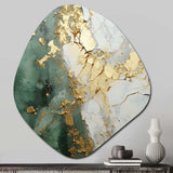 Gold And Green Paint Fusion - Asymmetric Metal Wall Art