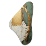 Gold And Green Paint Fusion I - Asymmetric Metal Wall Art