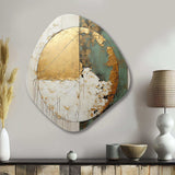 Gold And Green Paint Fusion I - Asymmetric Metal Wall Art