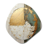 Gold And Green Paint Fusion I - Asymmetric Metal Wall Art