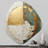 Gold And Green Paint Fusion I - Asymmetric Metal Wall Art