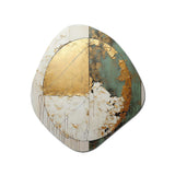 Gold And Green Paint Fusion I - Asymmetric Metal Wall Art