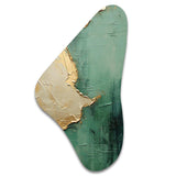 Gold And Green Paint Fusion II - Asymmetric Metal Wall Art