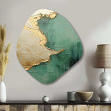 Gold And Green Paint Fusion II - Asymmetric Metal Wall Art