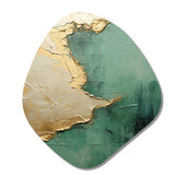 Gold And Green Paint Fusion II - Asymmetric Metal Wall Art