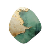 Gold And Green Paint Fusion II - Asymmetric Metal Wall Art