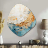 Gold And Blue Paint Fusion I - Asymmetric Metal Wall Art