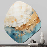 Gold And Blue Paint Fusion I - Asymmetric Metal Wall Art