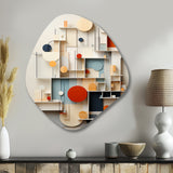 Abstract Geometric White And Blue Essential Forms - Asymmetric Metal Wall Art