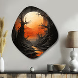 Moon Ebony Eclipse Silence II - Asymmetric Metal Wall Art