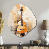 Guitar Simplicity Earthy Brown - Asymmetric Metal Wall Art