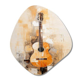 Guitar Simplicity Earthy Brown - Asymmetric Metal Wall Art