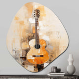 Guitar Simplicity Earthy Brown - Asymmetric Metal Wall Art