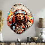 Native American Warrior Portrait - Asymmetric Metal Wall Art