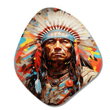 Native American Warrior Portrait - Asymmetric Metal Wall Art