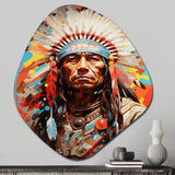 Native American Warrior Portrait - Asymmetric Metal Wall Art