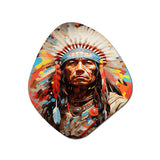 Native American Warrior Portrait - Asymmetric Metal Wall Art