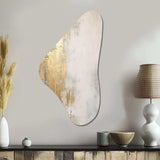 Minimal Gold And Beige Abstract River III - Asymmetric Metal Wall Art