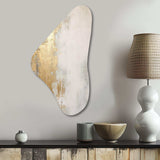 Minimal Gold And Beige Abstract River III - Asymmetric Metal Wall Art