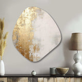 Minimal Gold And Beige Abstract River III - Asymmetric Metal Wall Art