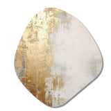 Minimal Gold And Beige Abstract River III - Asymmetric Metal Wall Art