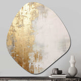 Minimal Gold And Beige Abstract River III - Asymmetric Metal Wall Art