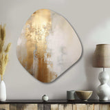 Minimal Gold And Beige Abstract River IV - Asymmetric Metal Wall Art