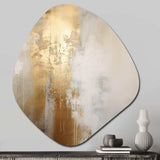 Minimal Gold And Beige Abstract River IV - Asymmetric Metal Wall Art