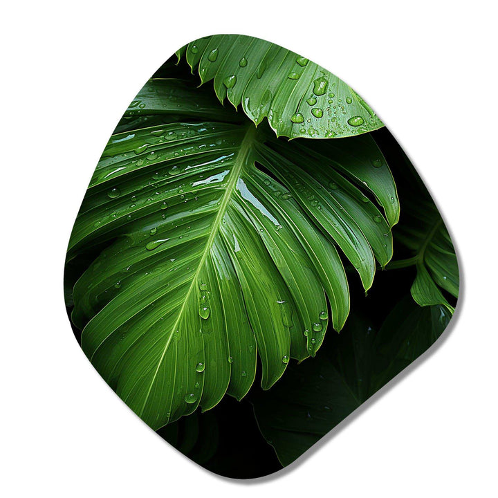 Palm Leaves Serenity - Asymmetric Metal Wall Art