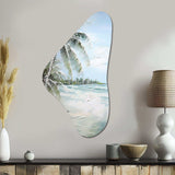 Palm Tree Ocean View Paradise - Asymmetric Metal Wall Art