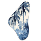 Vintage Blue Palm Trees Shadows II - Asymmetric Metal Wall Art