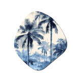 Vintage Blue Palm Trees Shadows II - Asymmetric Metal Wall Art