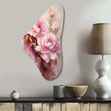 Pink And Gold Peonies In Radiance - Asymmetric Metal Wall Art