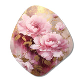 Pink And Gold Peonies In Radiance - Asymmetric Metal Wall Art