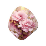 Pink And Gold Peonies In Radiance - Asymmetric Metal Wall Art