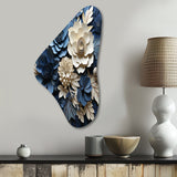 Blue Flower Crafted Delights I - Asymmetric Metal Wall Art