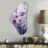 Violet Veil Delicate Poppies Moment - Asymmetric Metal Wall Art