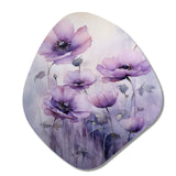 Violet Veil Delicate Poppies Moment - Asymmetric Metal Wall Art