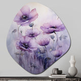 Violet Veil Delicate Poppies Moment - Asymmetric Metal Wall Art