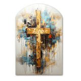 Divine Love Religious Cross III - Asymmetric Metal Wall Art