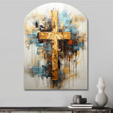 Divine Love Religious Cross III - Asymmetric Metal Wall Art