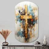 Divine Love Religious Cross III - Asymmetric Metal Wall Art