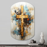 Divine Love Religious Cross III - Asymmetric Metal Wall Art