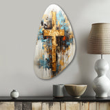 Divine Love Religious Cross III - Asymmetric Metal Wall Art