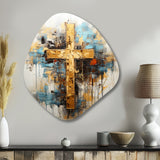 Divine Love Religious Cross III - Asymmetric Metal Wall Art