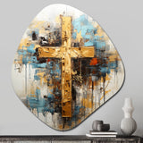 Divine Love Religious Cross III - Asymmetric Metal Wall Art