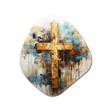 Divine Love Religious Cross III - Asymmetric Metal Wall Art