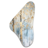 Gold And Blue Treasure Trees Scenery II - Asymmetric Metal Wall Art